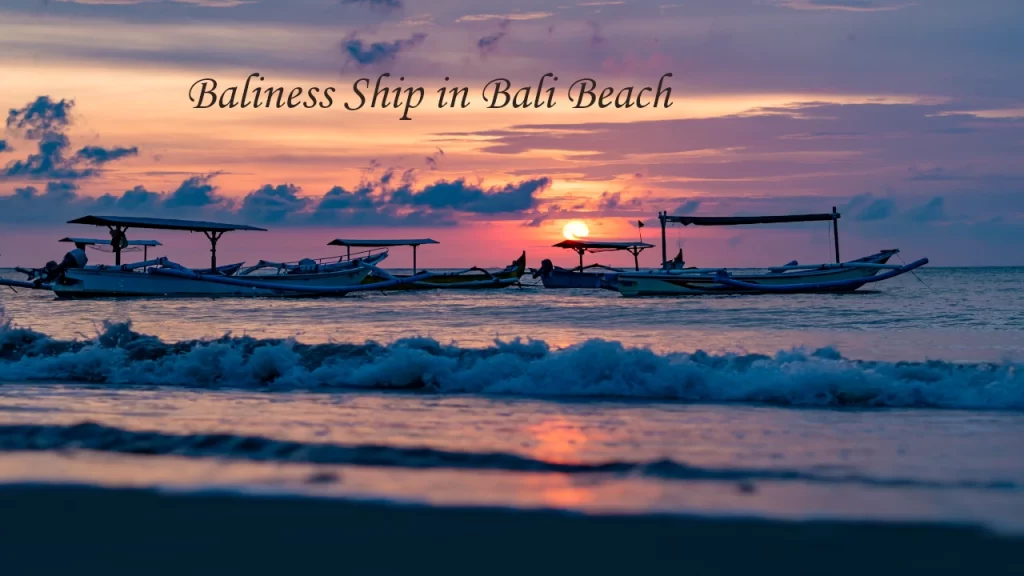 Silhouette of traditional Balinese jukung boats on Bali beach at sunset — a breathtaking destination wedding backdrop in Asia. cliffside beach wedding venue in Bali Asia