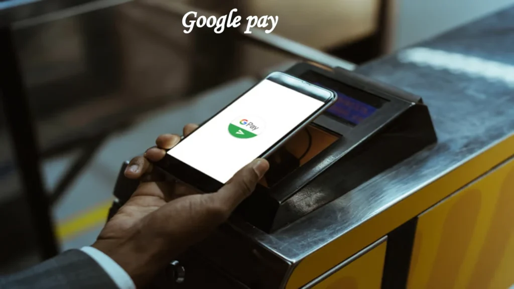 Traveler using Google Pay on a smartphone at a contactless transit terminal, showcasing fast, secure and convenient Travel payments on the go.