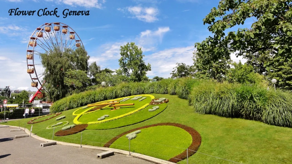 World's largest flower clock in the English Garden along Geneva's lakefront