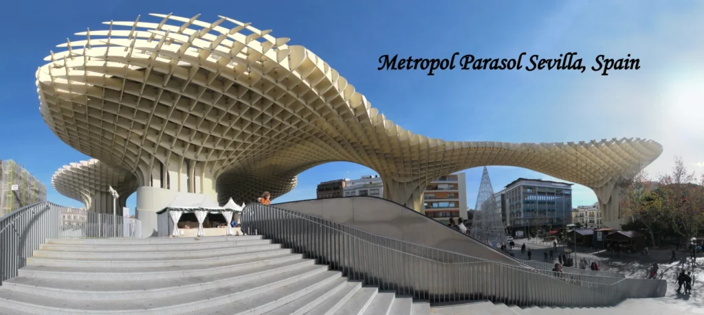 Metropol Parasol in Seville, Spain, with its distinctive wooden canopy structure